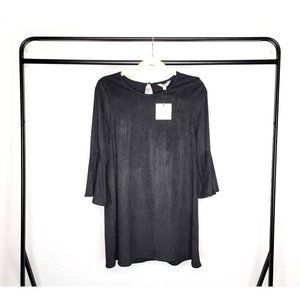 Jack by B.B. Dakota NWT JH18872 Ultra Suede Bell Sleeve Little Black Dress Size